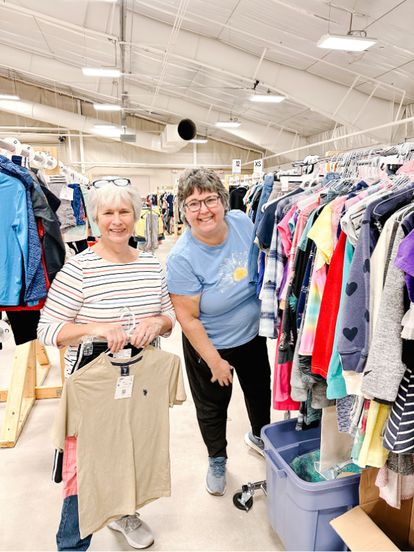 Grandma's dropping off clothing at the JBF Harrington Children's consignment sale