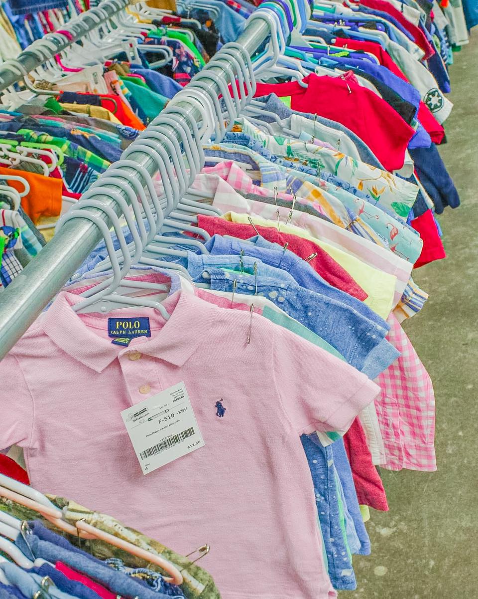 row of polo shirts