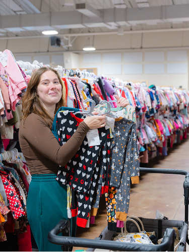 Mom Shopping the clothes at the JBF Harrington sale