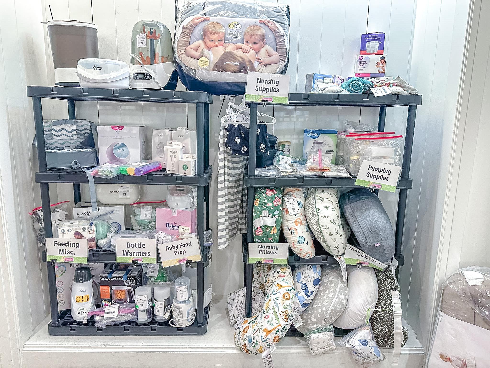 Shelves of infant items