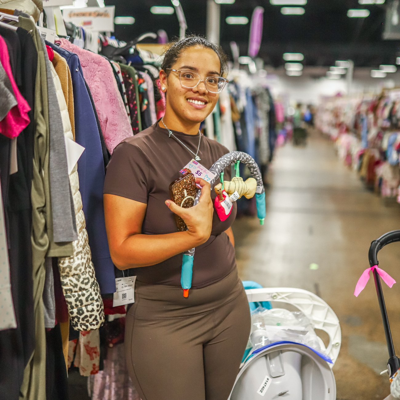 woman smiling in a store